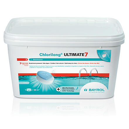 Saut de produit de désinfection de l'eau de piscine chlorilong ultimate 7