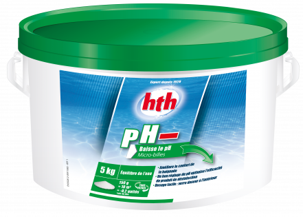 Seau de produit d'équilibre de l'eau de piscine pH- de la marque HTH