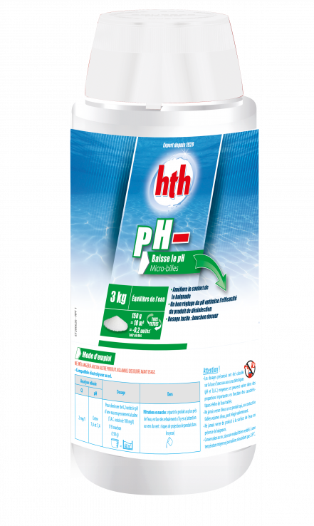 Produit d'équilibre de l'eau de piscine pH- de la marque HTH