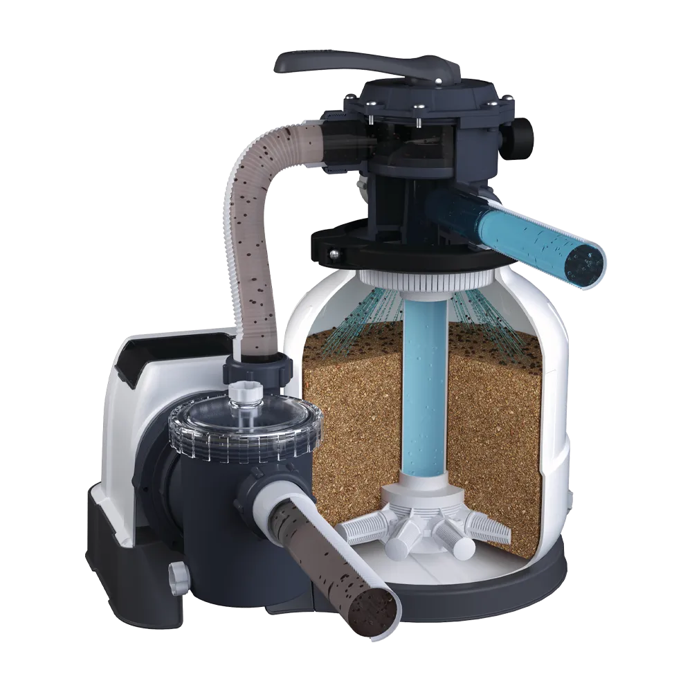 Schéma découpe de côté de filtre a sable