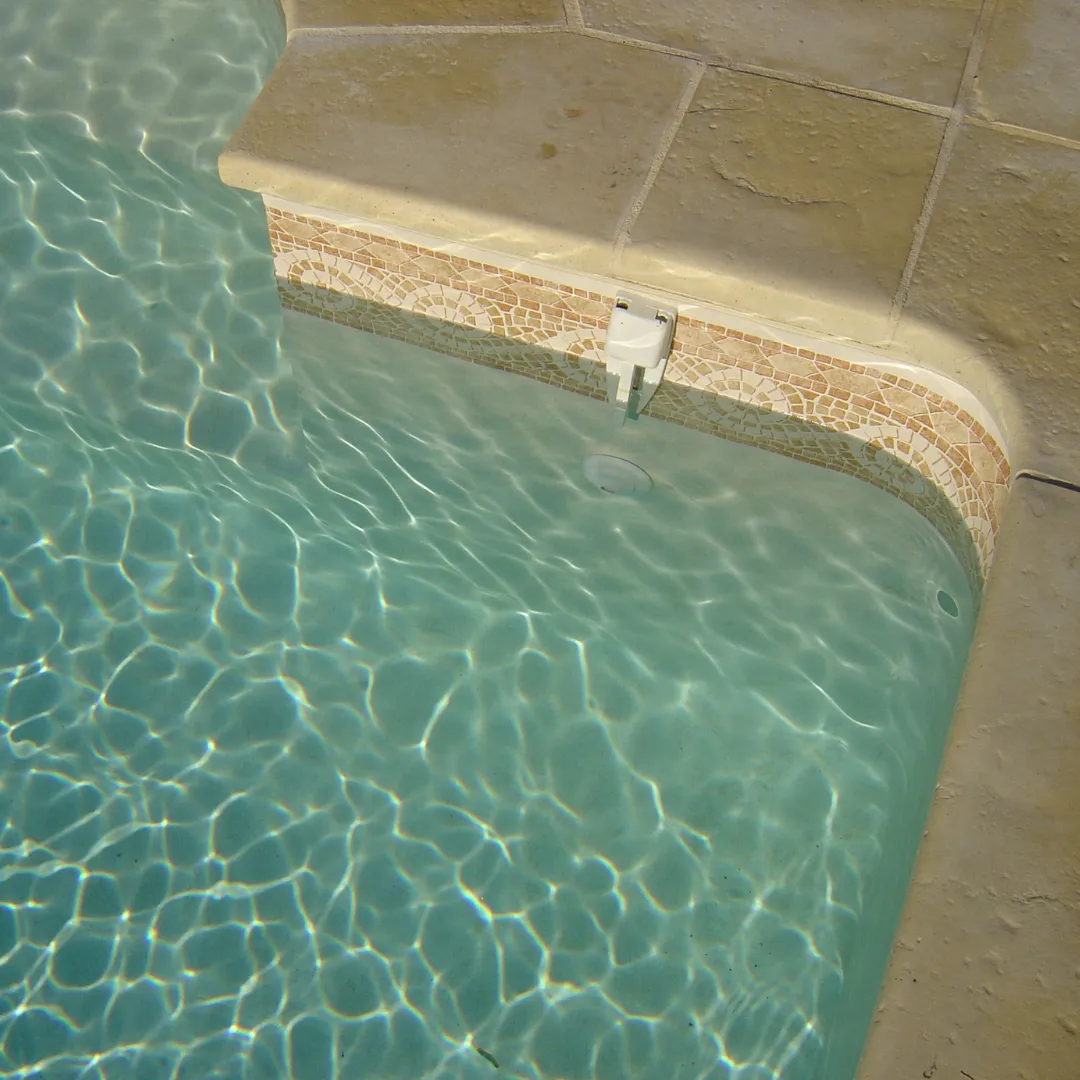 Piscine extérieur en eau avec frise décorative